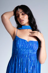 Droplets - Blue & Cyan Embroidered Lehenga Set